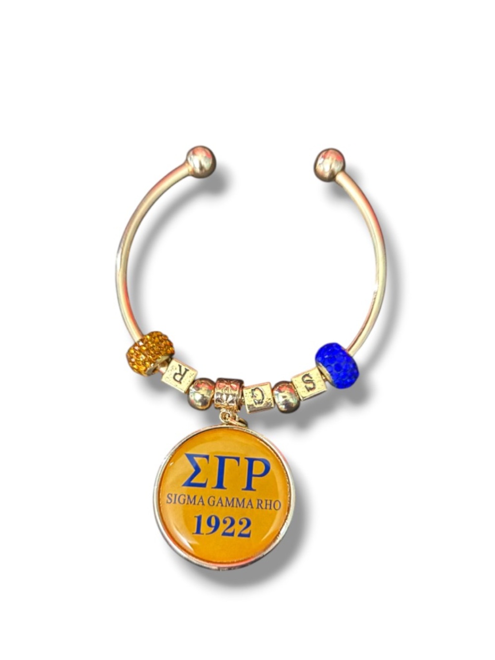 Sigma Gamma Rho 1922 Gold & Royal Blue Bangle Charm Bracelet